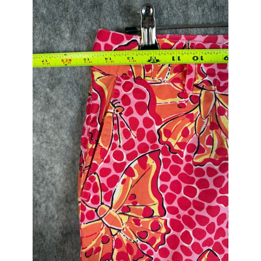 Lilly Pulitzer Liza Pink Orange Womens Size 2 (XS) Butterfly Capri Pants Old Tag - Picture 7 of 9